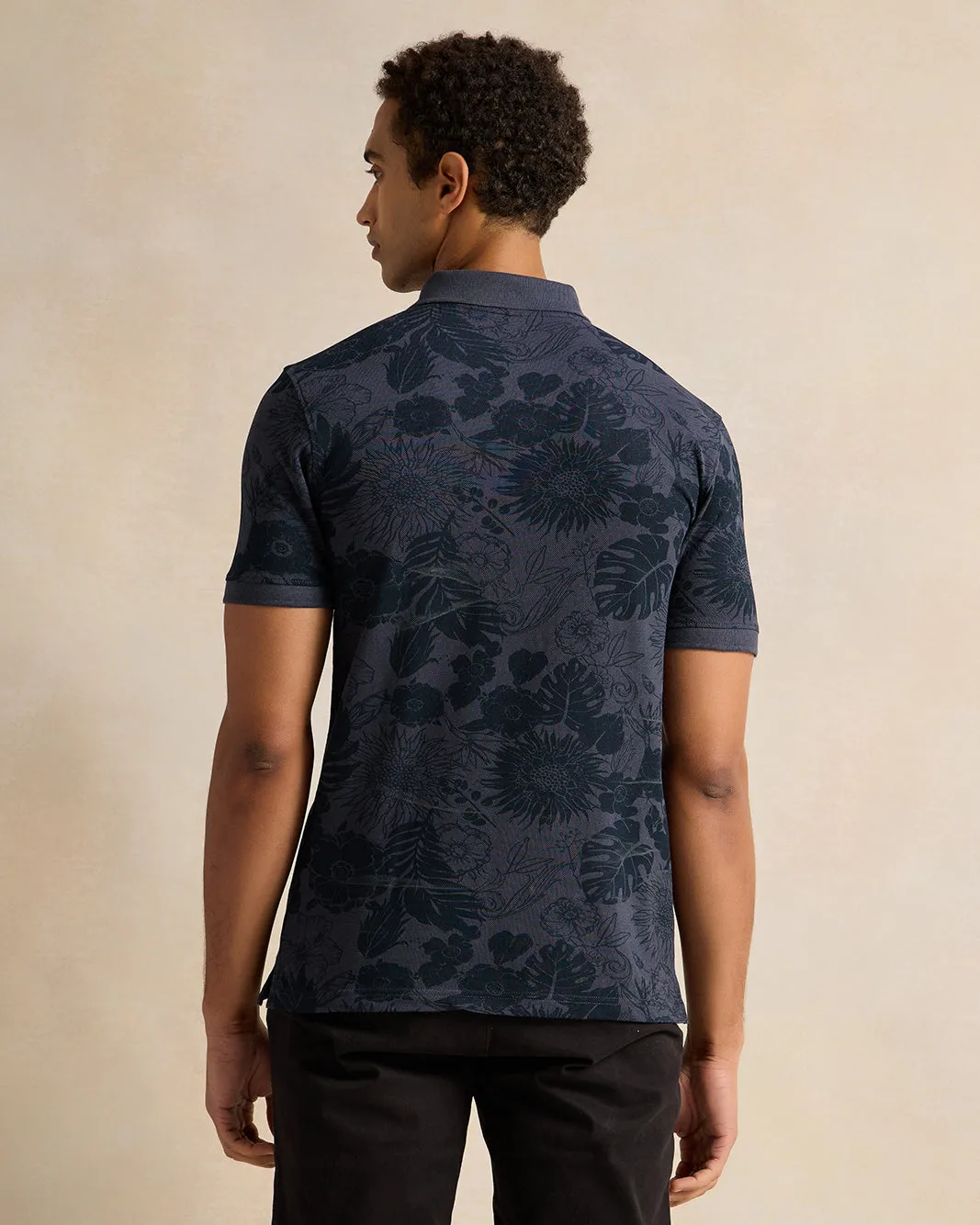 Men Navy Printed Polo Shirt sold by Redtag product image thumbnail 3