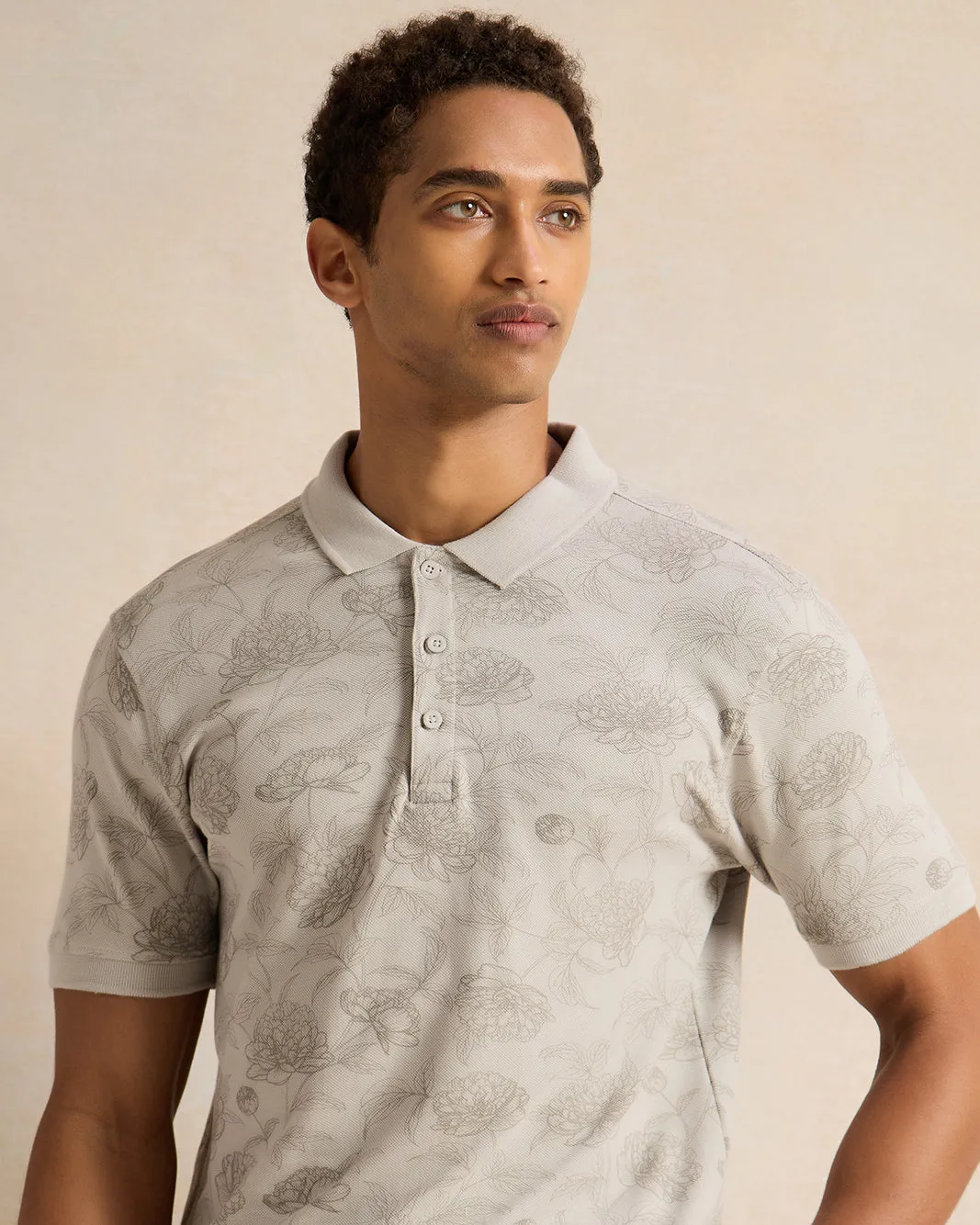 Men Grey Printed Polo Shirt sold by Redtag product image thumbnail 4