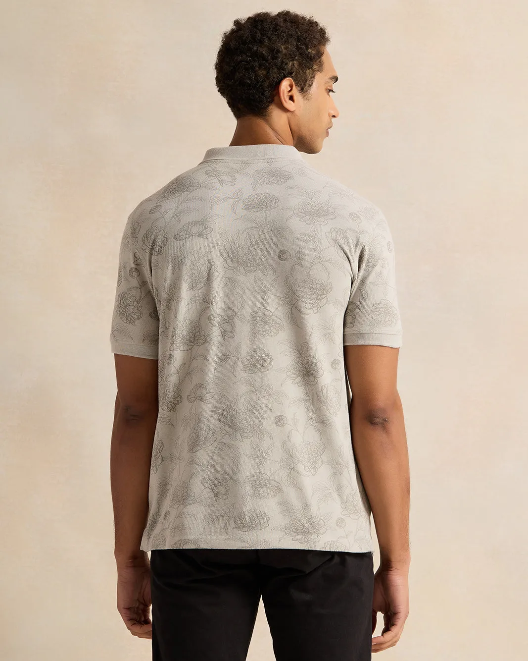 Men Grey Printed Polo Shirt sold by Redtag product image thumbnail 3