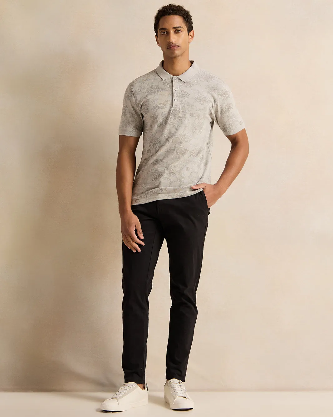 Men Grey Printed Polo Shirt sold by Redtag product image thumbnail 2