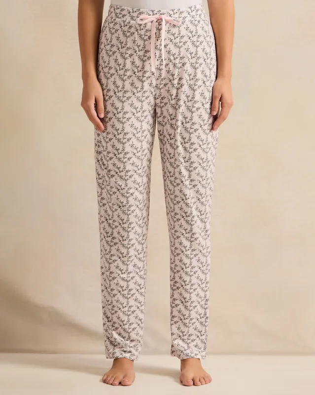 Women Pink Flower Table Pajama Bottom sold by Redtag