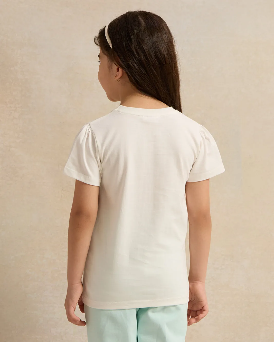 Girls Ivory Mermaid Placement Print T-Shirt sold by Redtag product image thumbnail 3