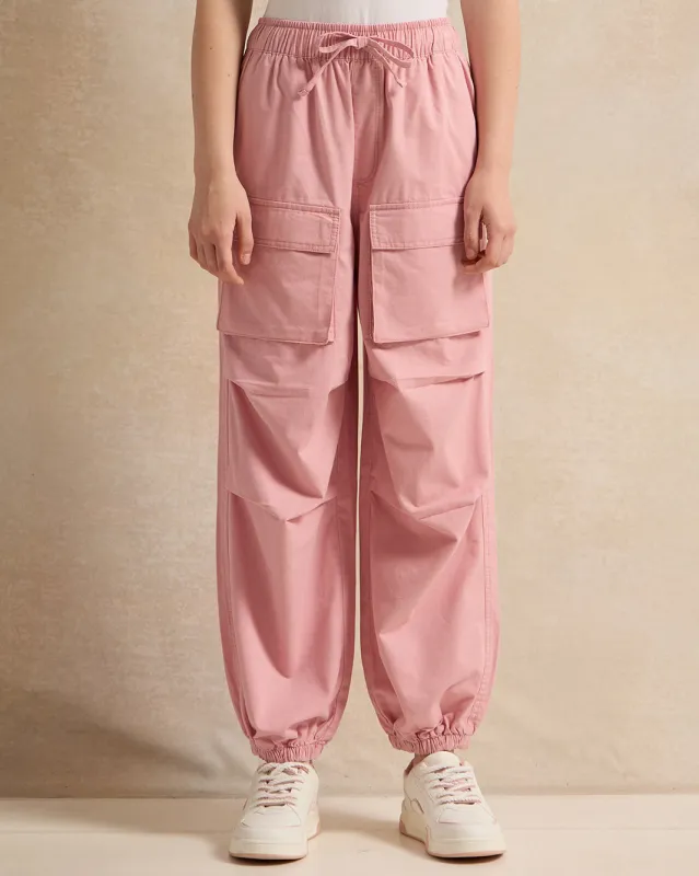 Senior Girls Pink Poplin Cargo Pocket Pants sold by Redtag