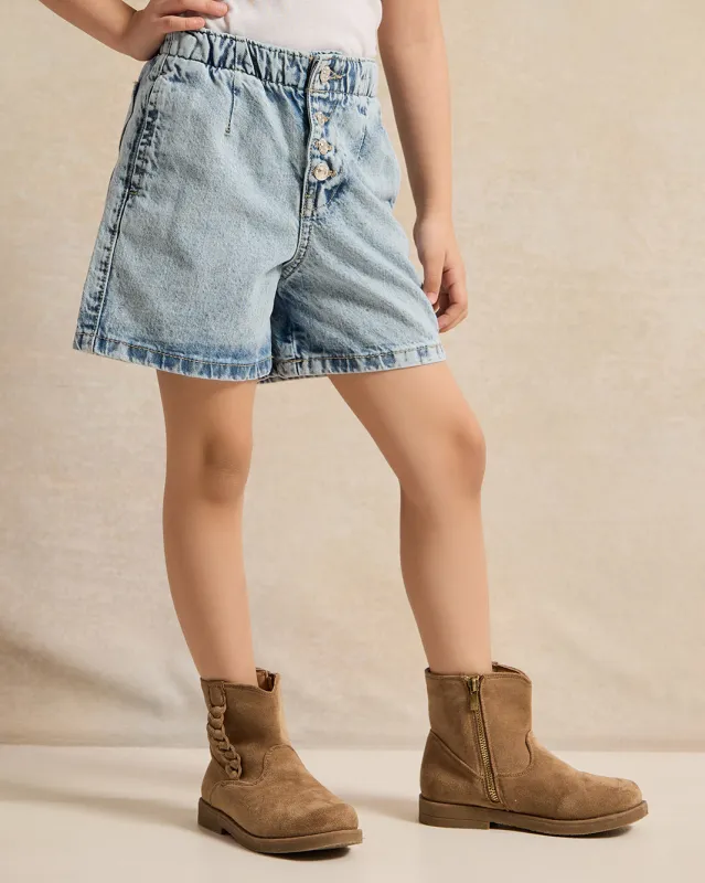 Girls Blue Denim Shorts sold by Redtag