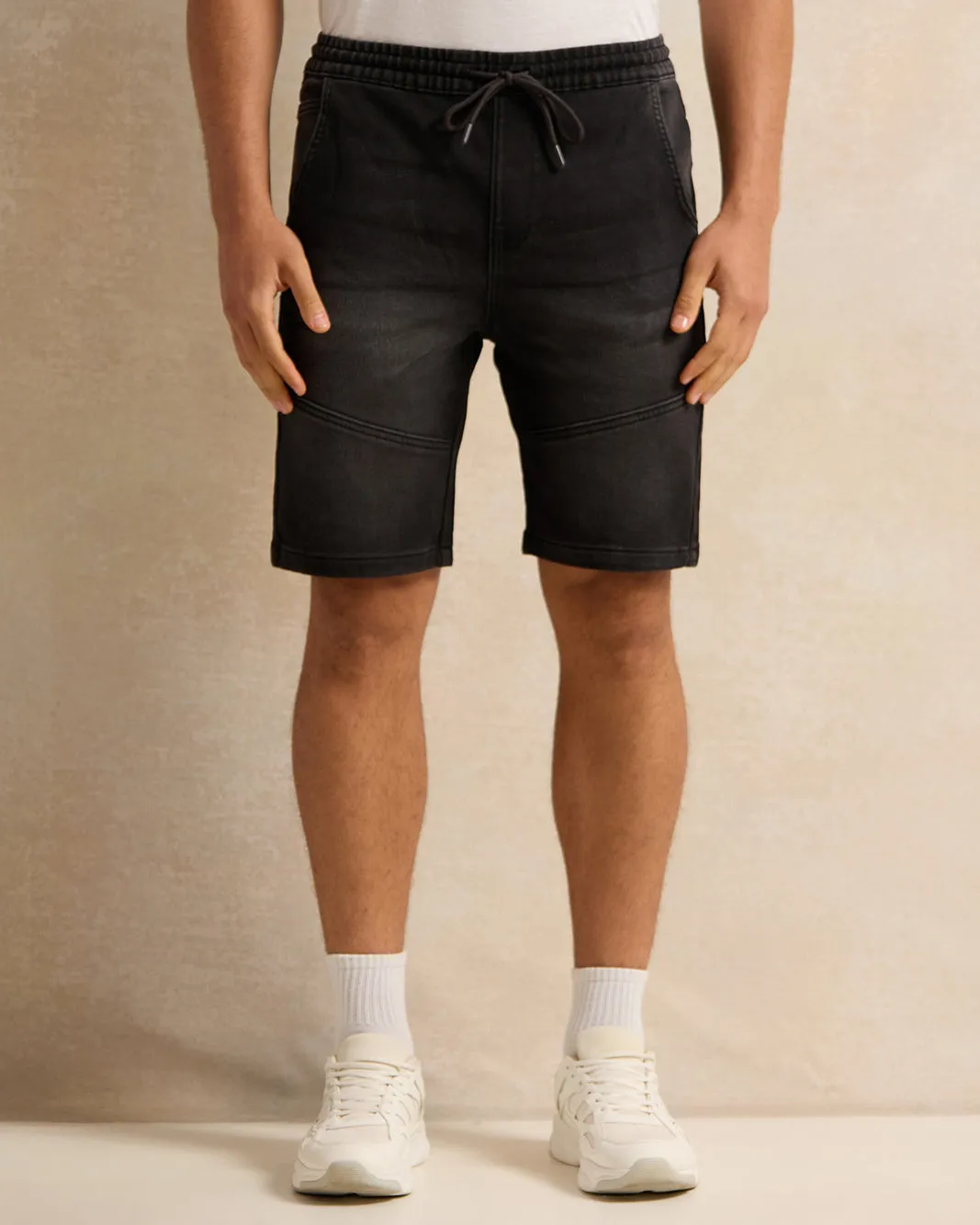 Men Black Denim Shorts sold by Redtag