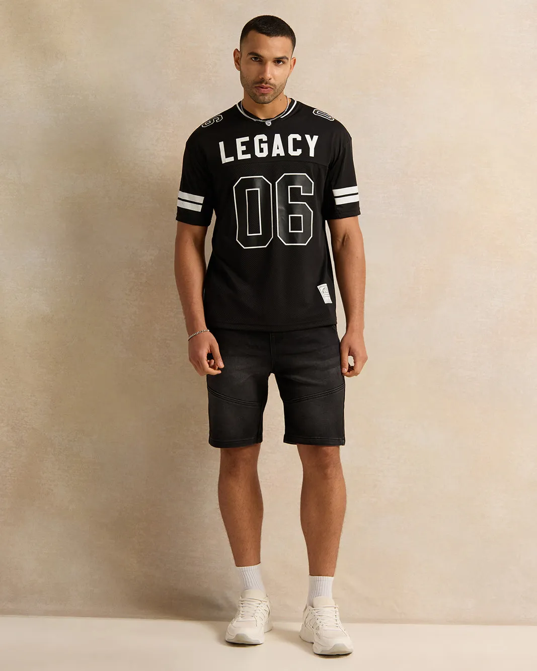 Men Black Denim Shorts sold by Redtag product image thumbnail 2