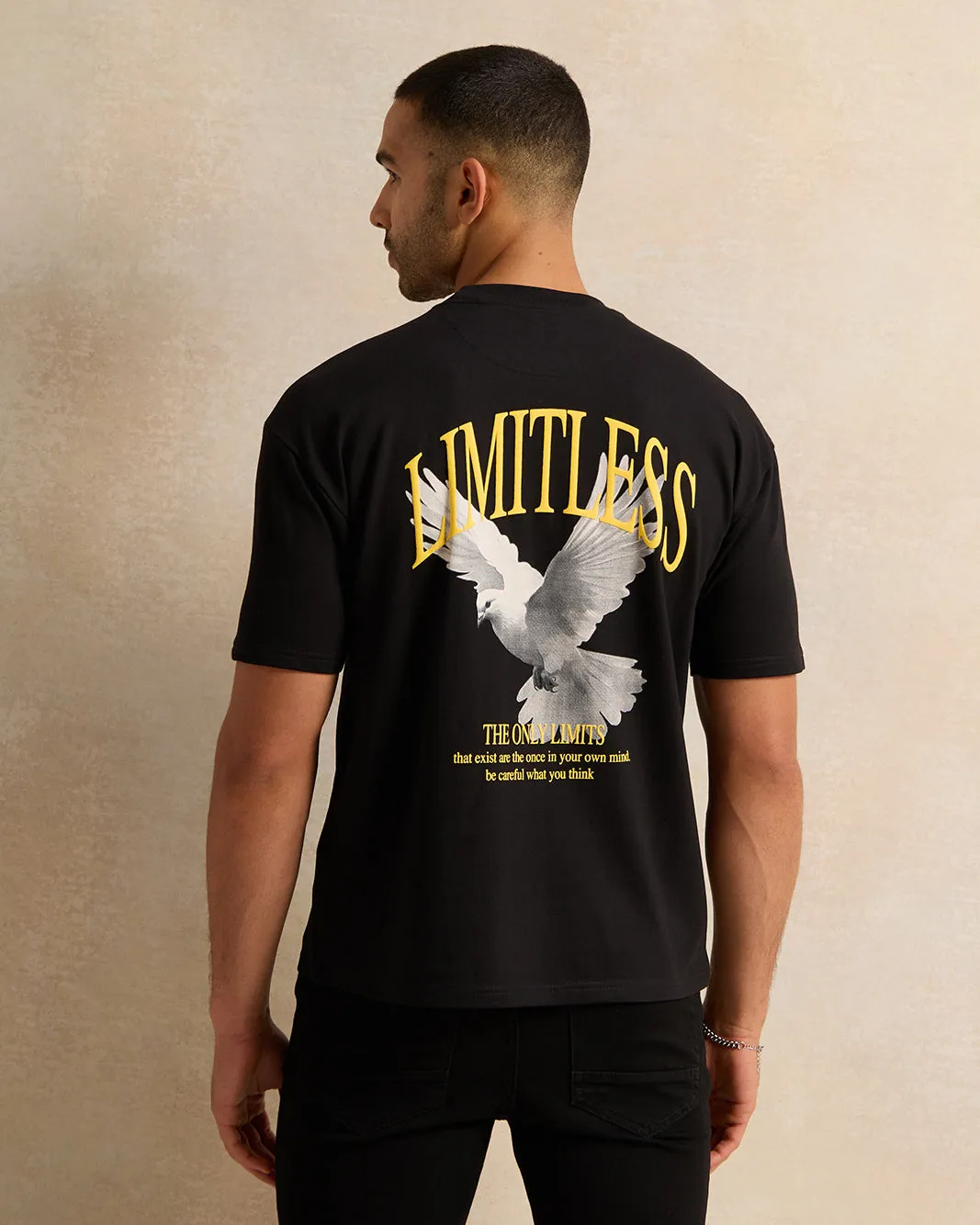 Men Black Printed T-Shirt sold by Redtag product image thumbnail 3