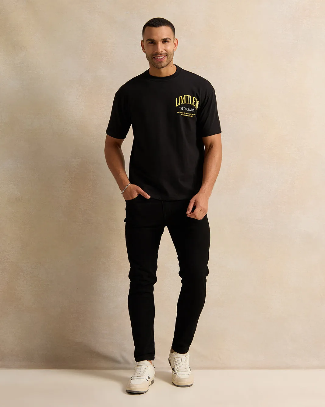 Men Black Printed T-Shirt sold by Redtag product image thumbnail 2