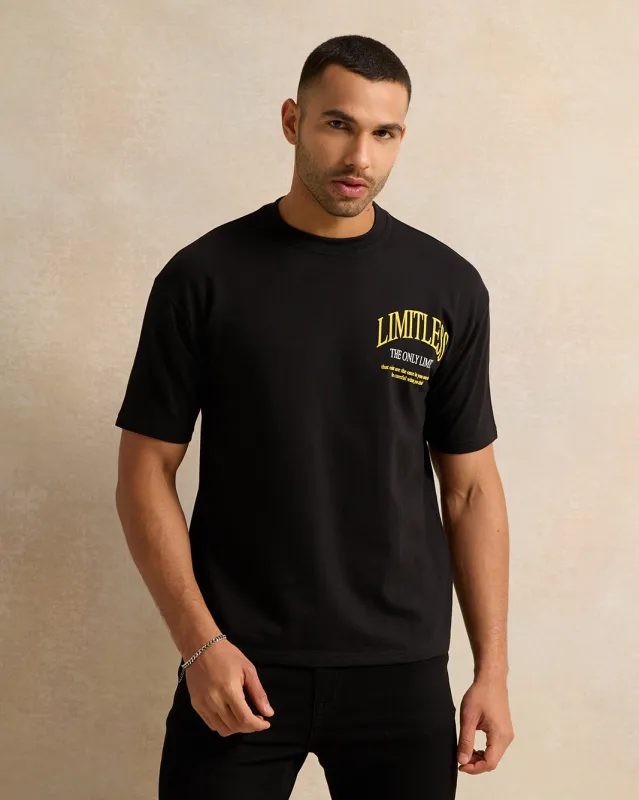 Men Black Printed T-Shirt sold by Redtag