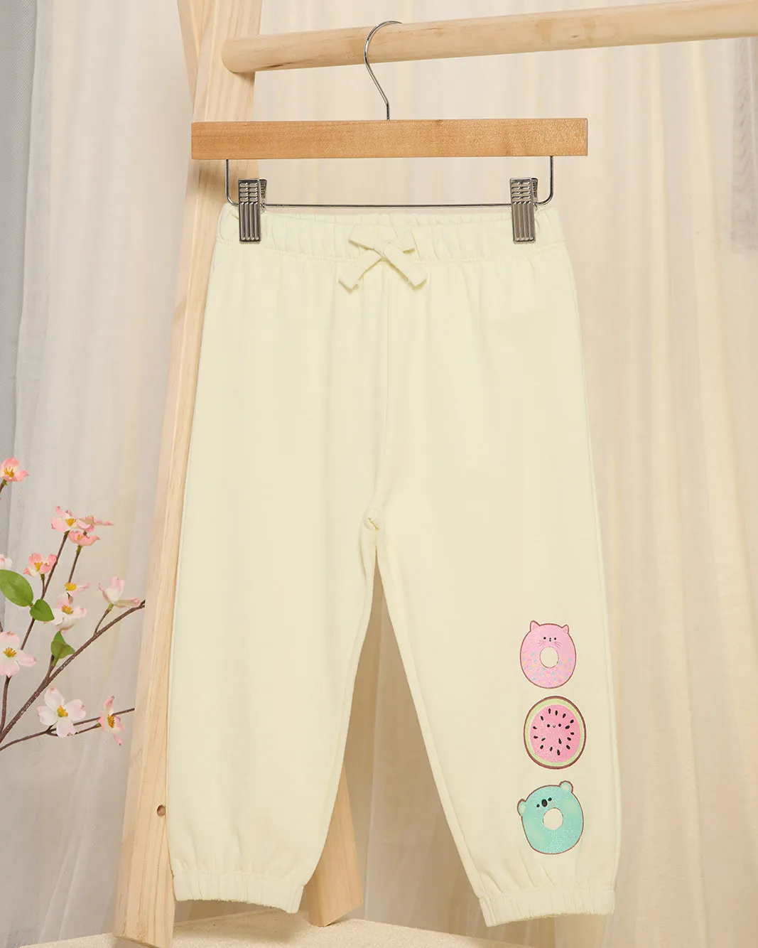 Infant Girls Yellow Printed Joggers sold by Redtag