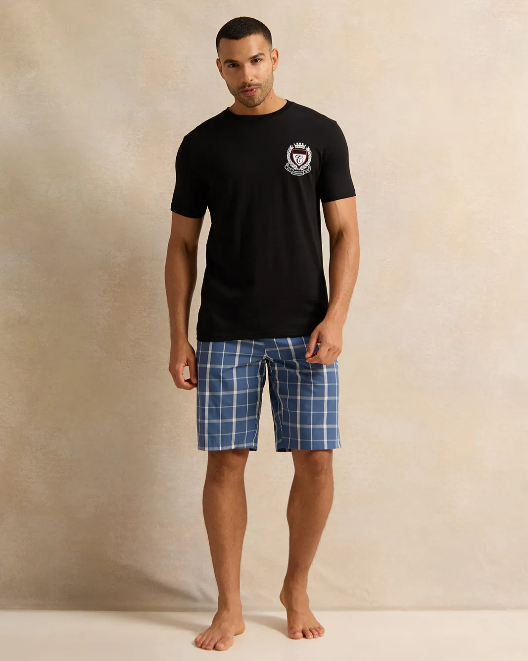 Men Black And Blue Checkered Pyjama Set (2 Piece) sold by Redtag