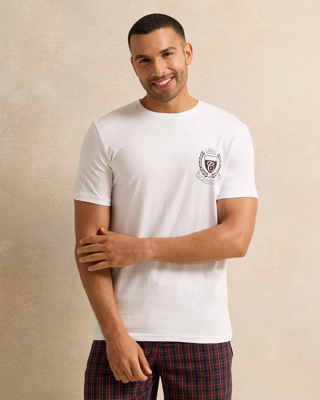 Men White And Burgundy Checkered Pyjama Set (2 Piece) sold by Redtag product image thumbnail 2