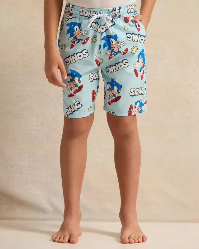 Boys Blue Sonic Print Swim Short sold by Redtag