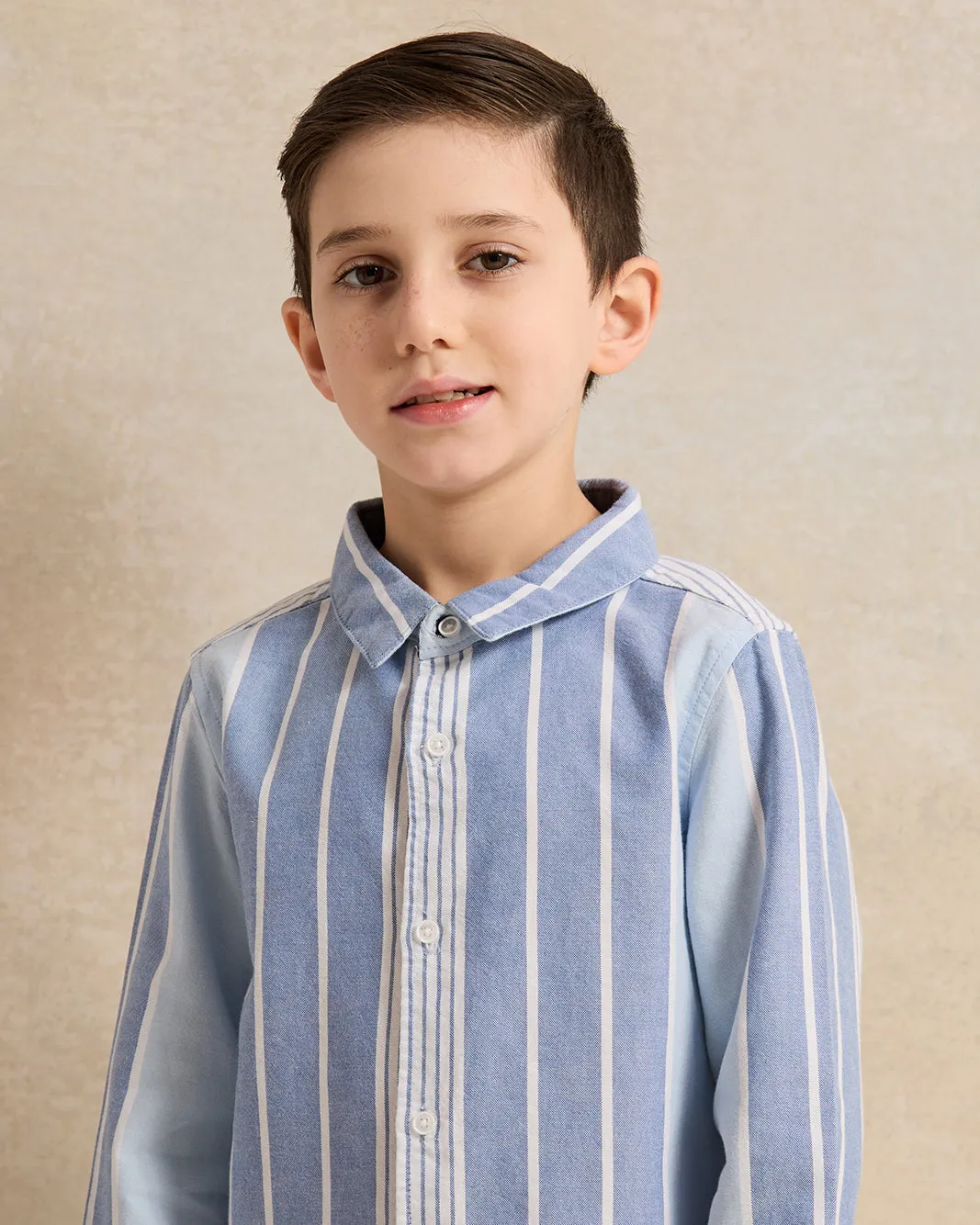 Boys Blue Striped Long Sleeved Oxford Shirt sold by Redtag product image thumbnail 4