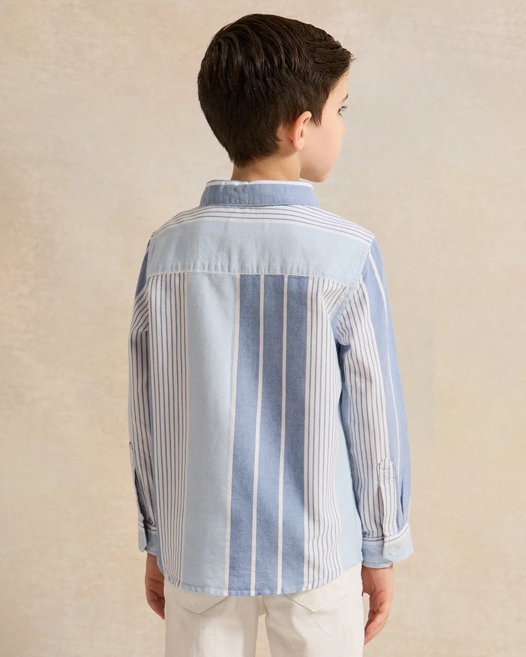 Boys Blue Striped Long Sleeved Oxford Shirt sold by Redtag product image thumbnail 3