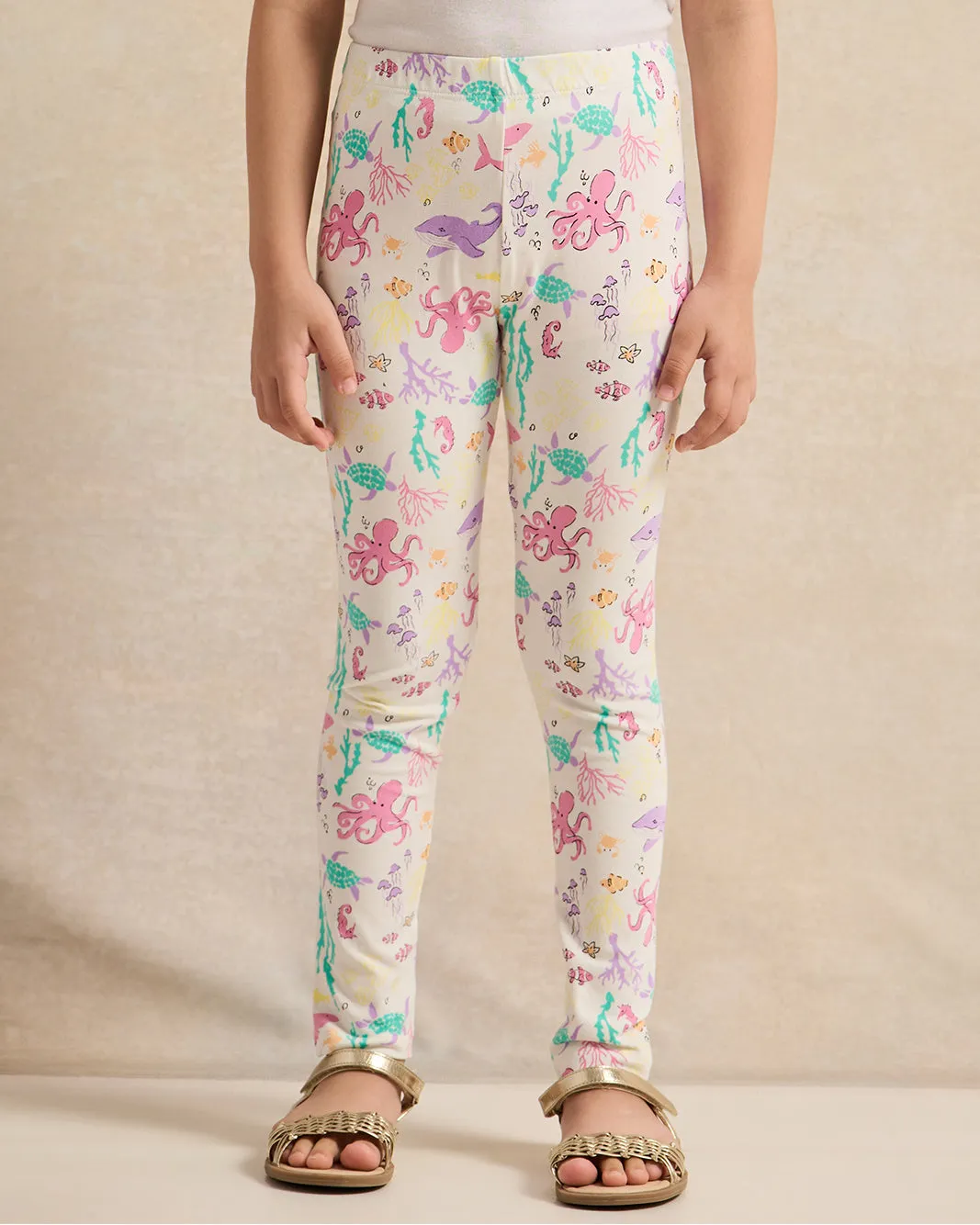 Girls Ivory Printed Leggings sold by Redtag