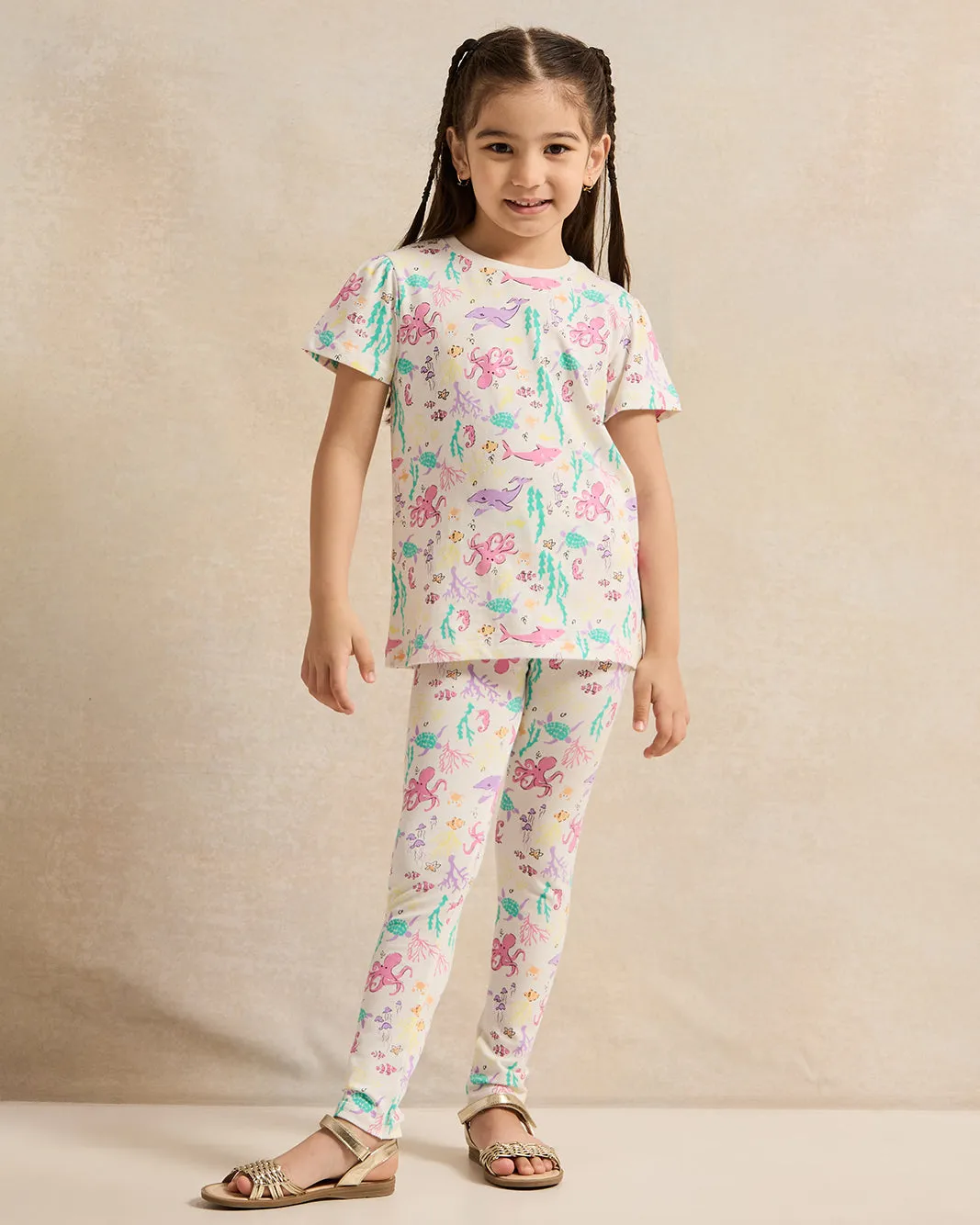 Girls Ivory Printed Leggings sold by Redtag product image thumbnail 2