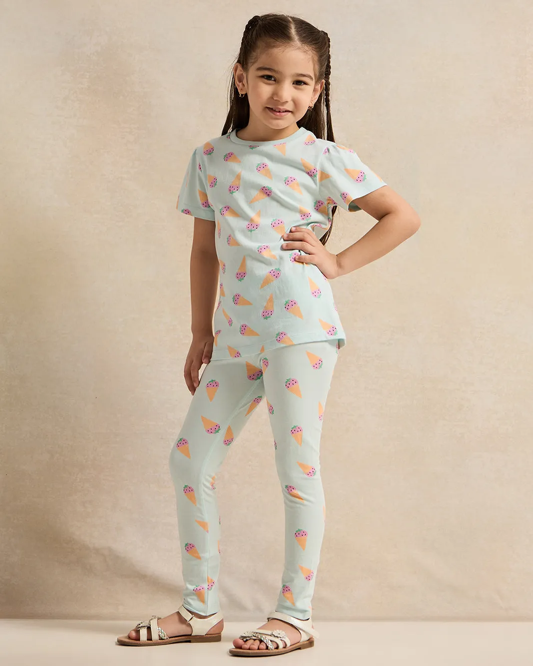 Girls Blue Printed Leggings sold by Redtag product image thumbnail 2