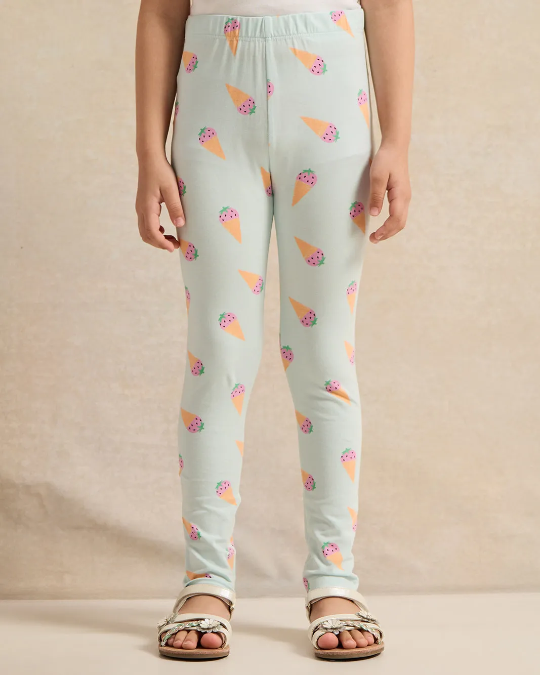 Girls Blue Printed Leggings sold by Redtag