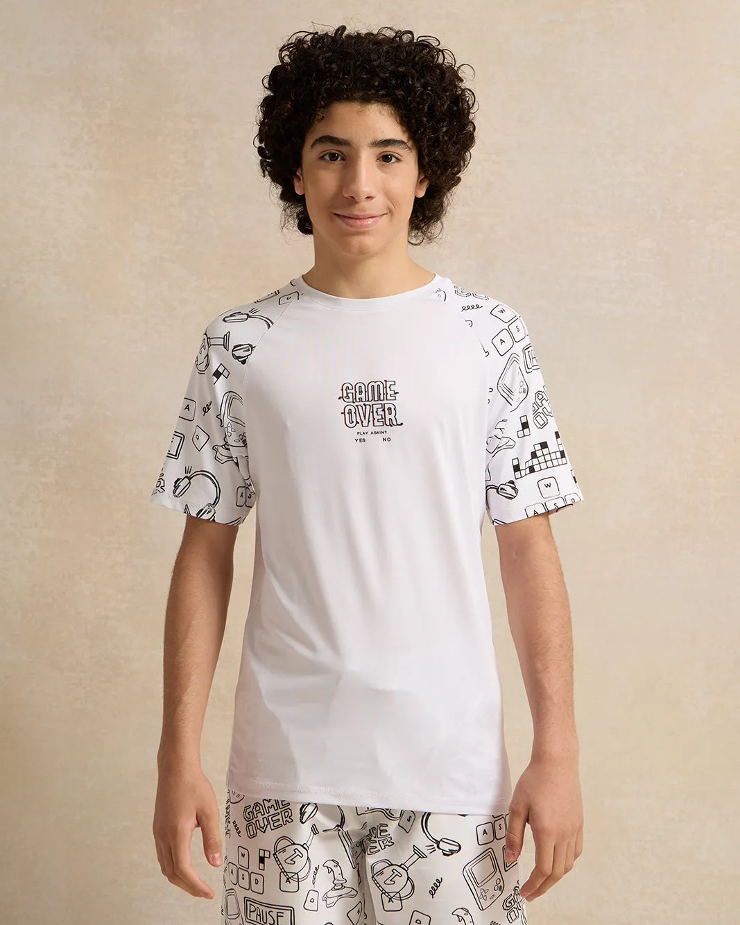 Senior Boys White Printed Swimwear T-Shirt sold by Redtag