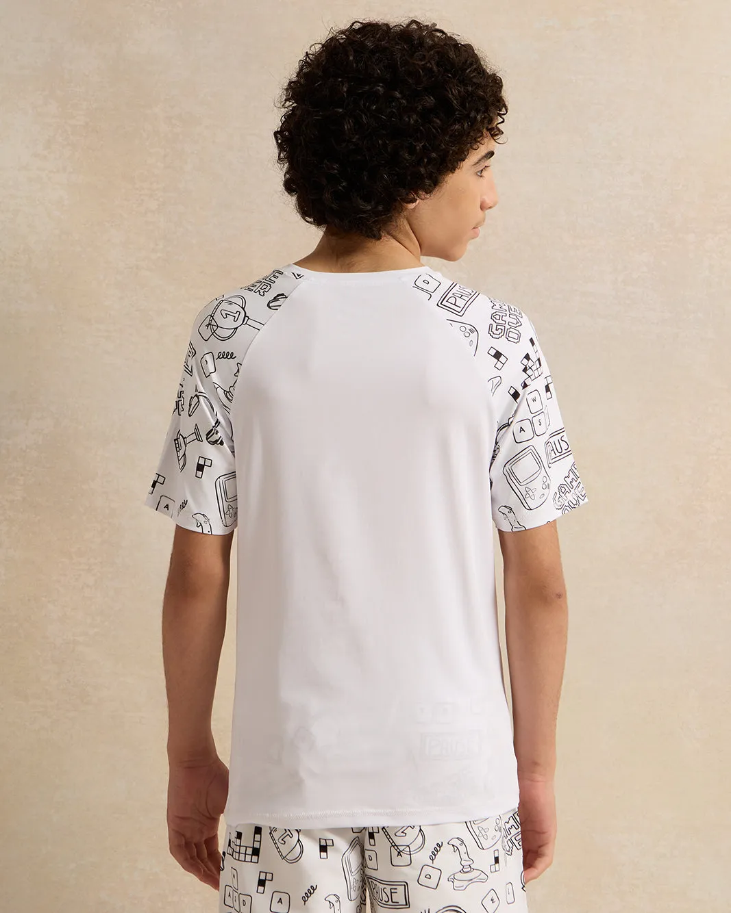 Senior Boys White Printed Swimwear T-Shirt sold by Redtag product image thumbnail 3