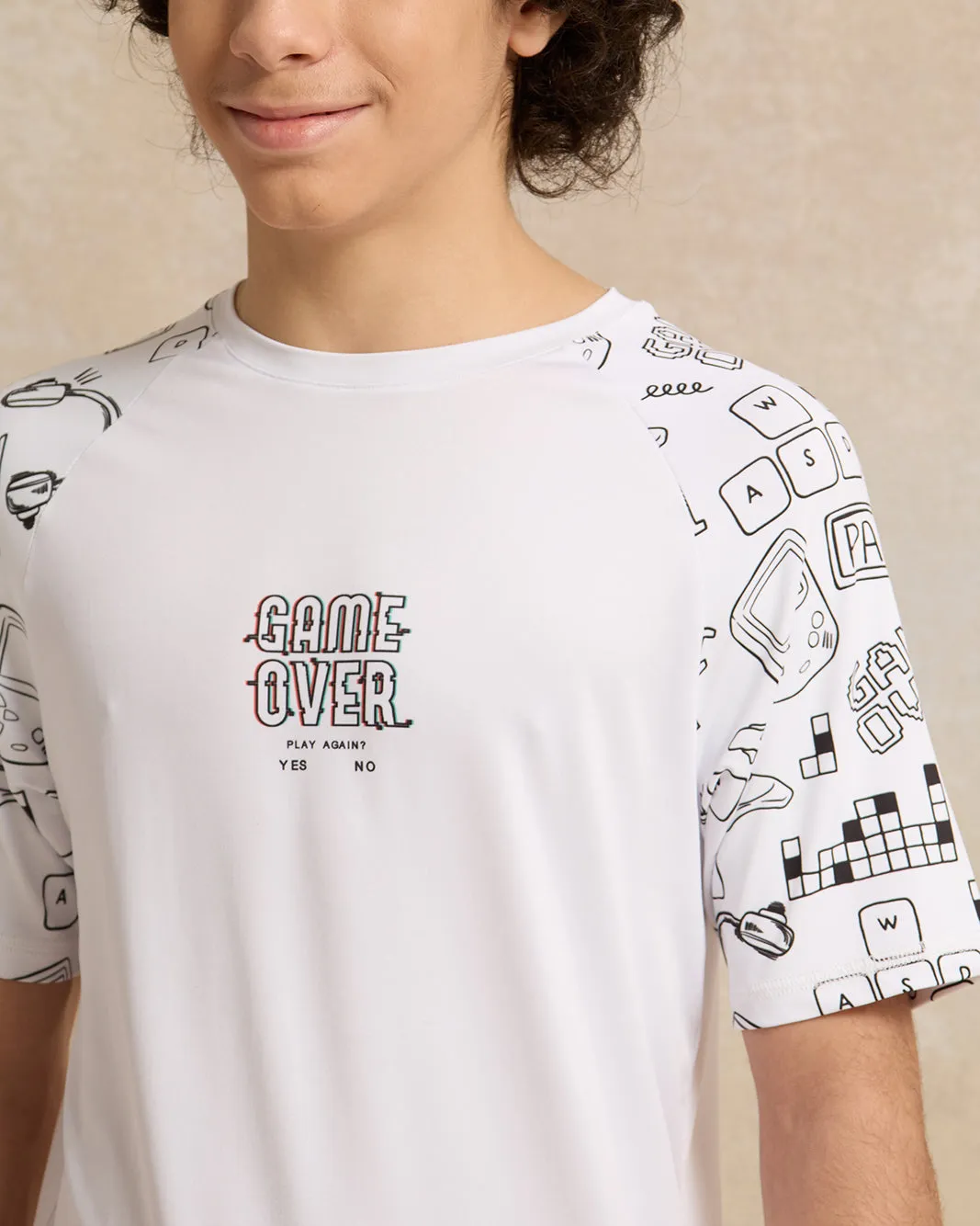 Senior Boys White Printed Swimwear T-Shirt sold by Redtag product image thumbnail 4