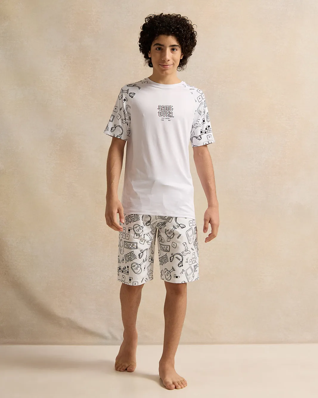 Senior Boys White Printed Swimwear T-Shirt sold by Redtag product image thumbnail 2