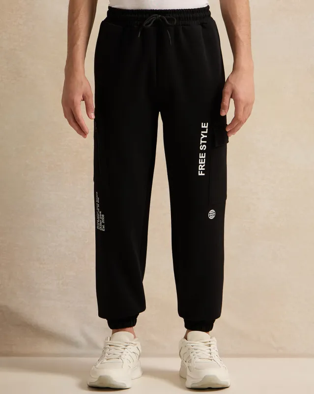 Senior Boys Black One Pocket Cargo Active Pants sold by Redtag