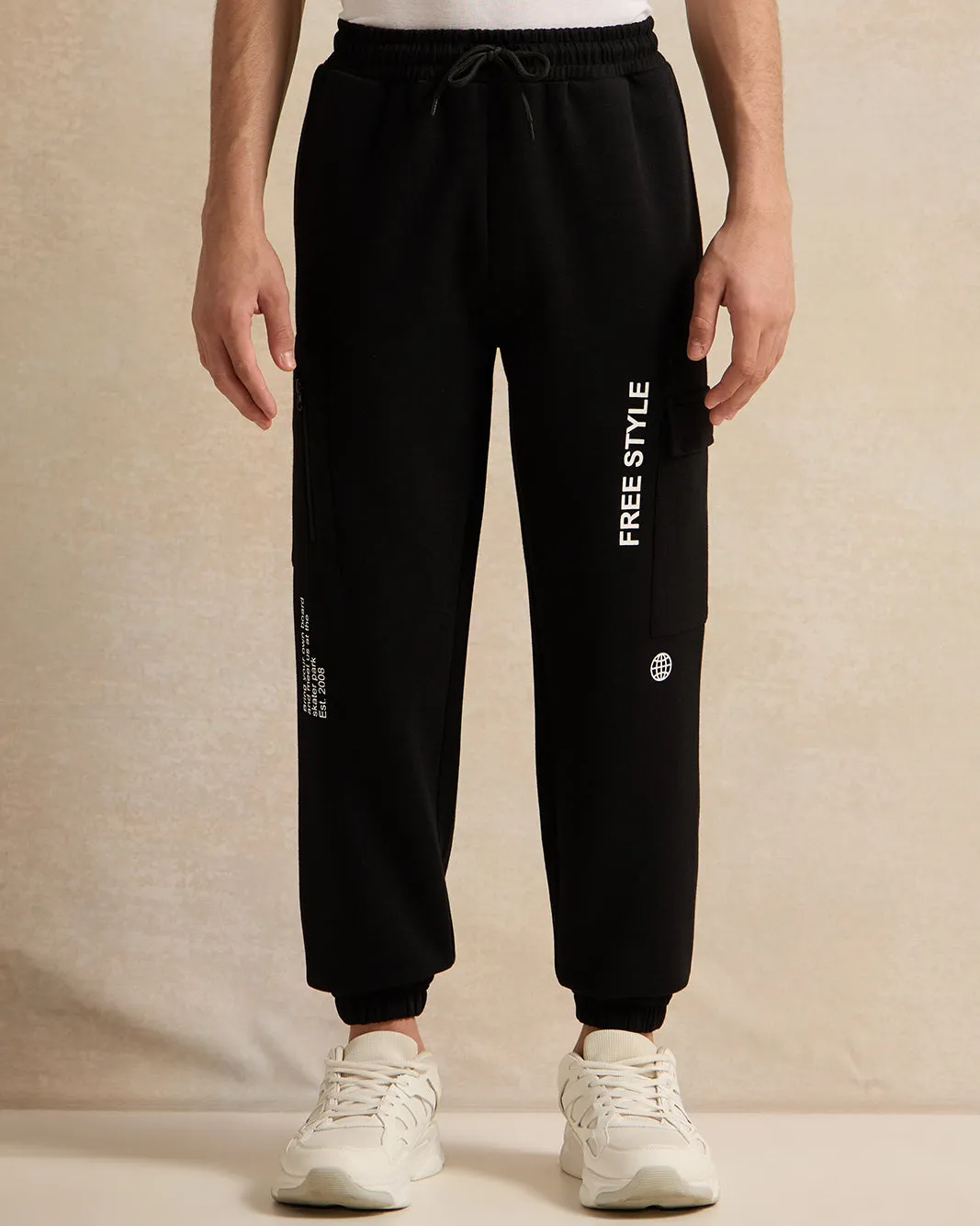 Senior Boys Black One Pocket Cargo Active Pants sold by Redtag