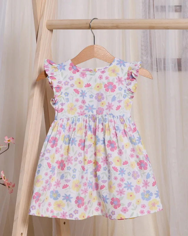 Infant Girls White Floral All Over Print Dress sold by Redtag