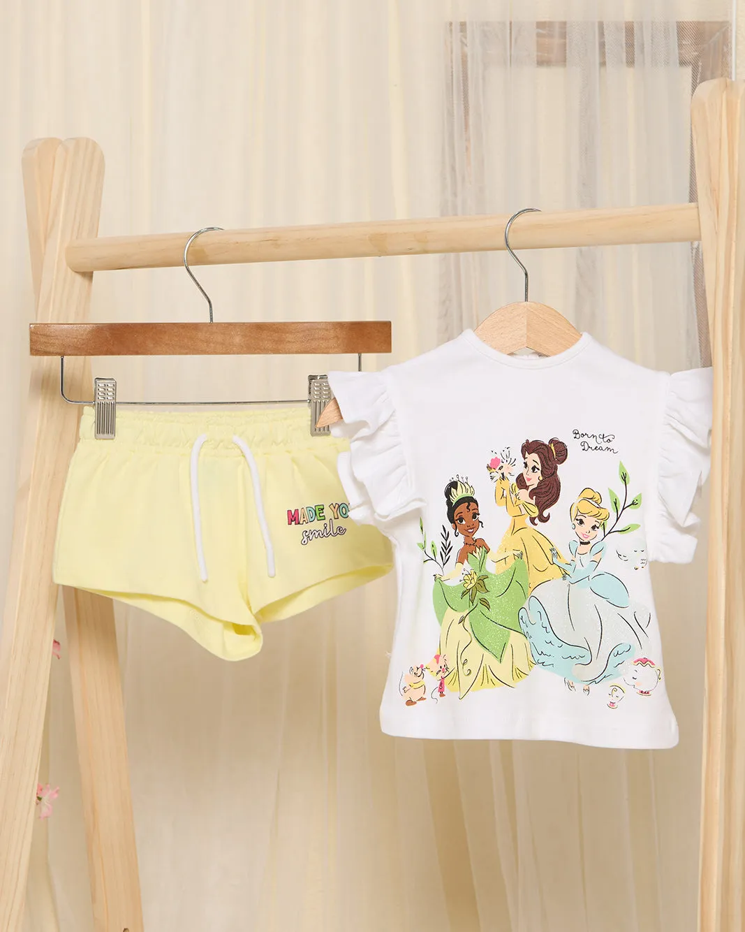 Infant Girls White And Yellow Princess Print Set (2 Piece) sold by Redtag