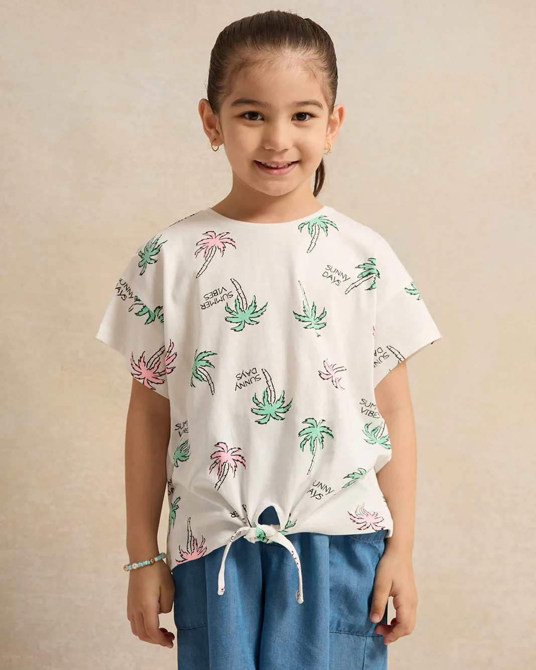 Girls White Printed T-Shirt sold by Redtag