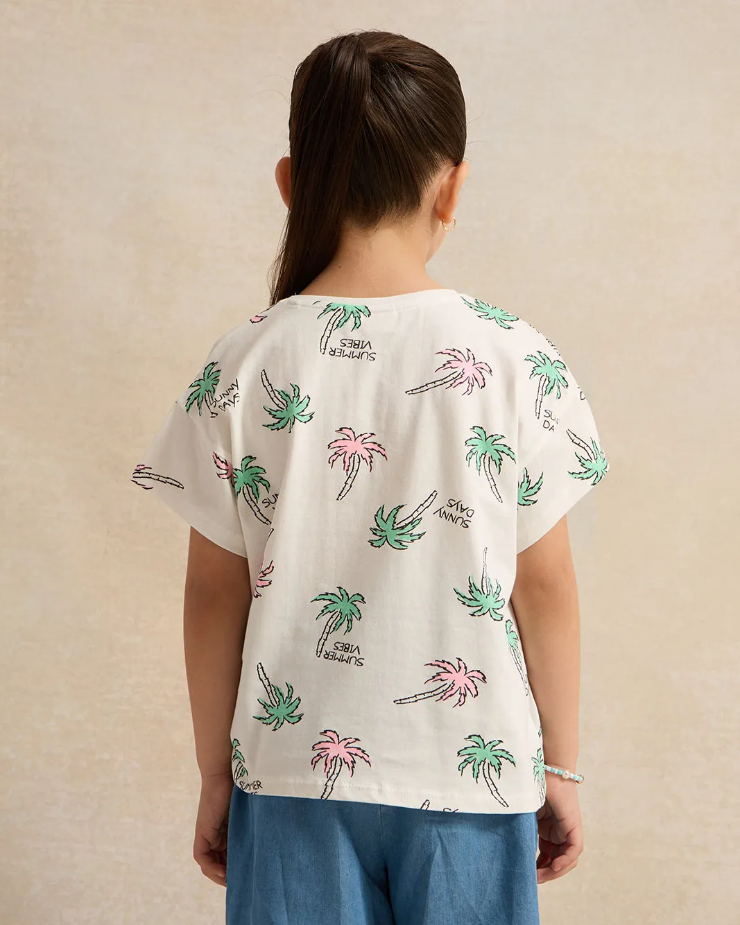 Girls White Printed T-Shirt sold by Redtag product image thumbnail 3
