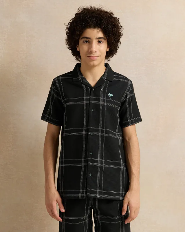 Senior Boys Black Checkered Shirt sold by Redtag