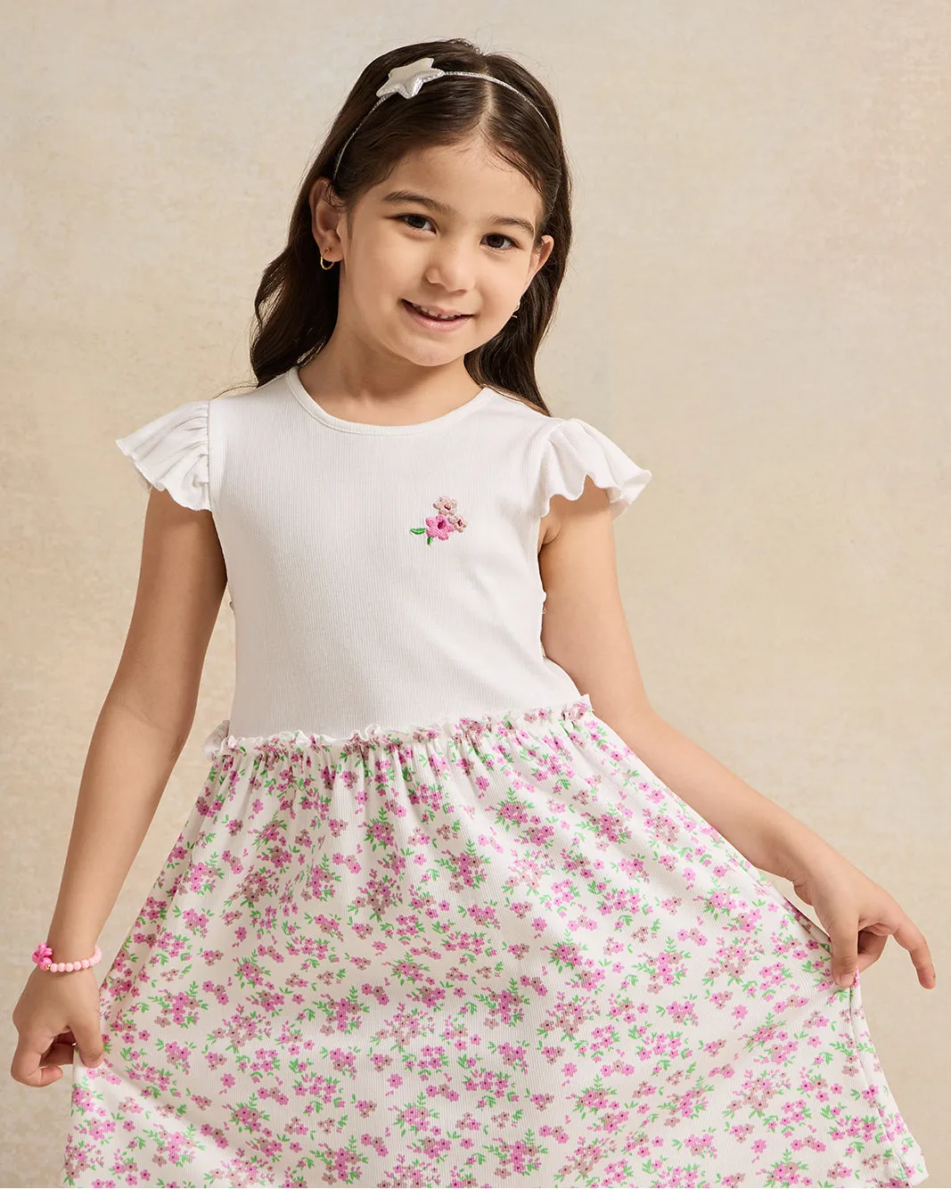 Girls Pink Allover Print Bottom Dress sold by Redtag product image thumbnail 2