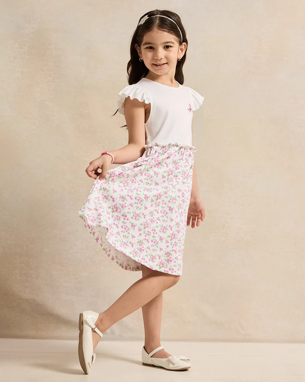Girls Pink Allover Print Bottom Dress sold by Redtag product image thumbnail 4