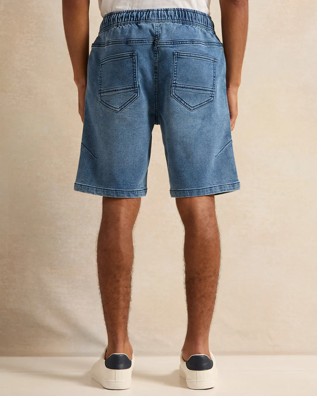 Men Blue Plain Denim Shorts sold by Redtag product image thumbnail 3