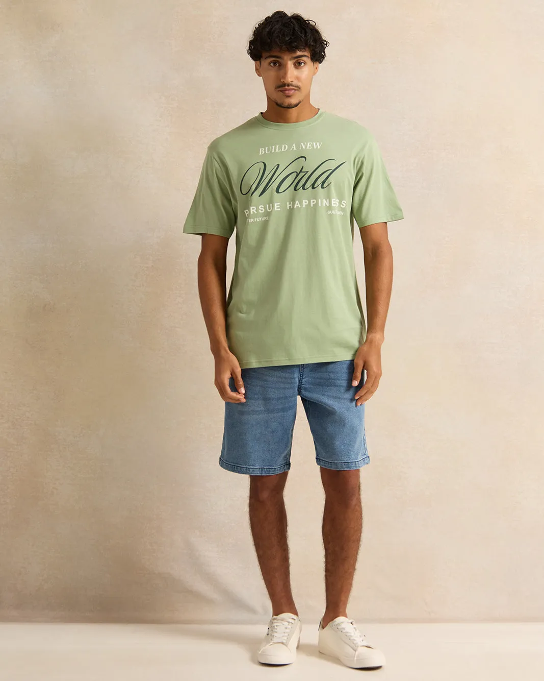 Men Blue Plain Denim Shorts sold by Redtag product image thumbnail 2