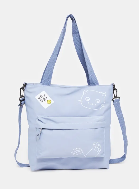 Girls Blue Printed Shopper Bag sold by Redtag