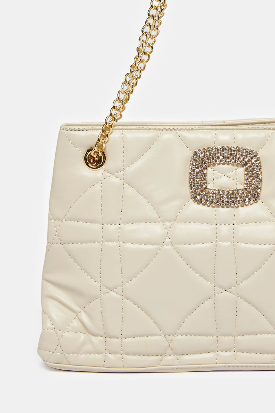 Women White Embellished Tote Bag sold by Redtag product image thumbnail 3