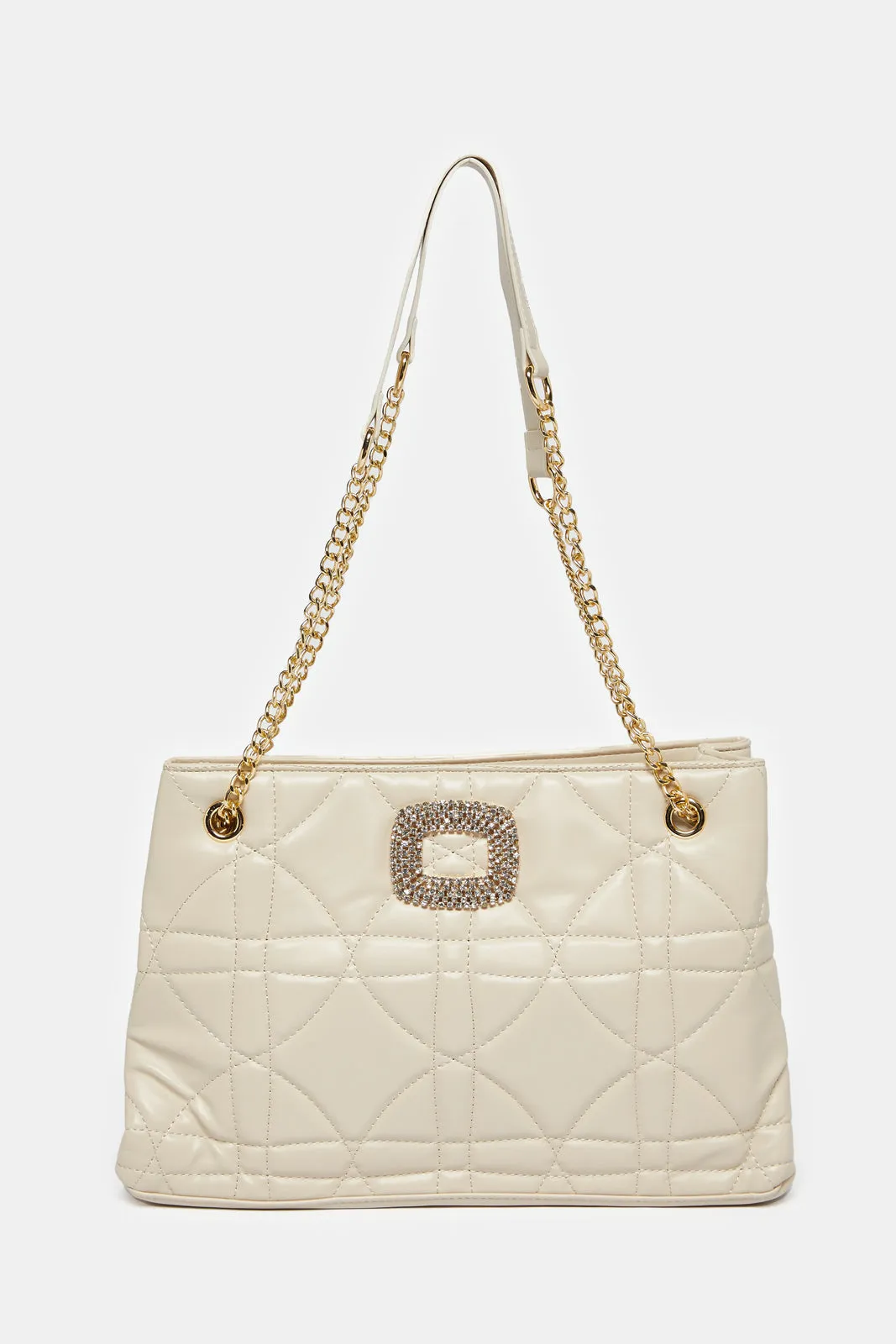 Women White Embellished Tote Bag sold by Redtag