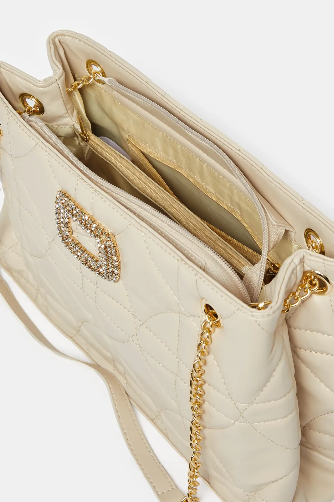 Women White Embellished Tote Bag sold by Redtag product image thumbnail 4
