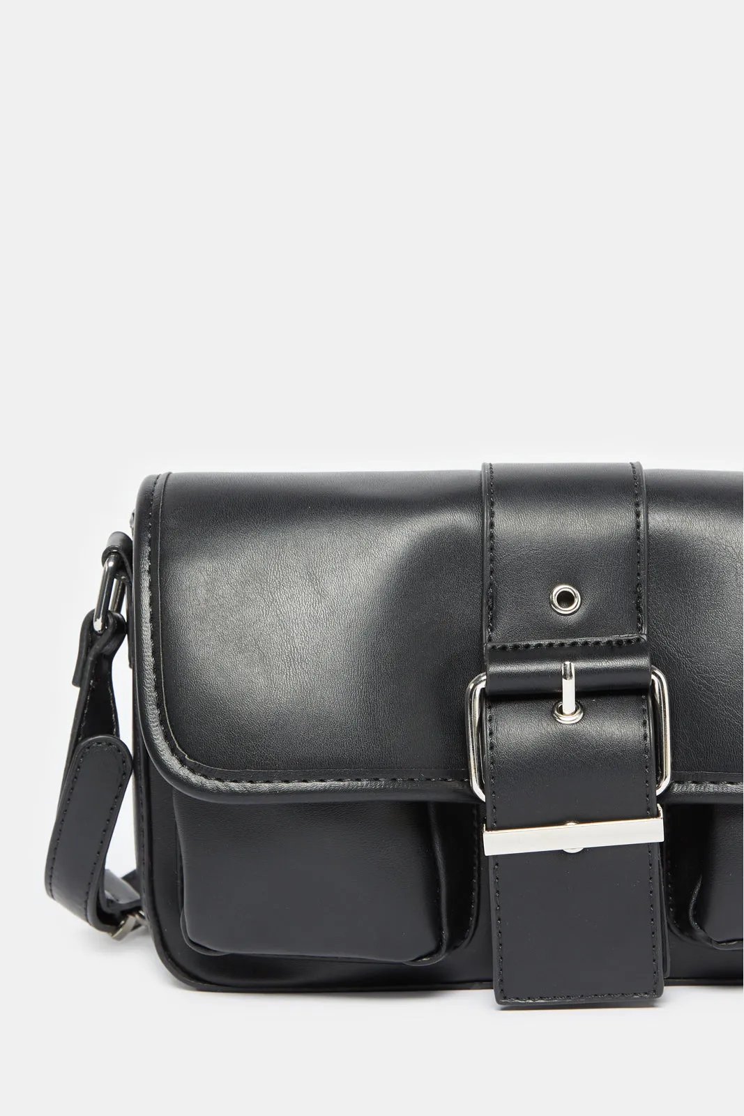 Women Black Flap Messenger Bag sold by Redtag product image thumbnail 3