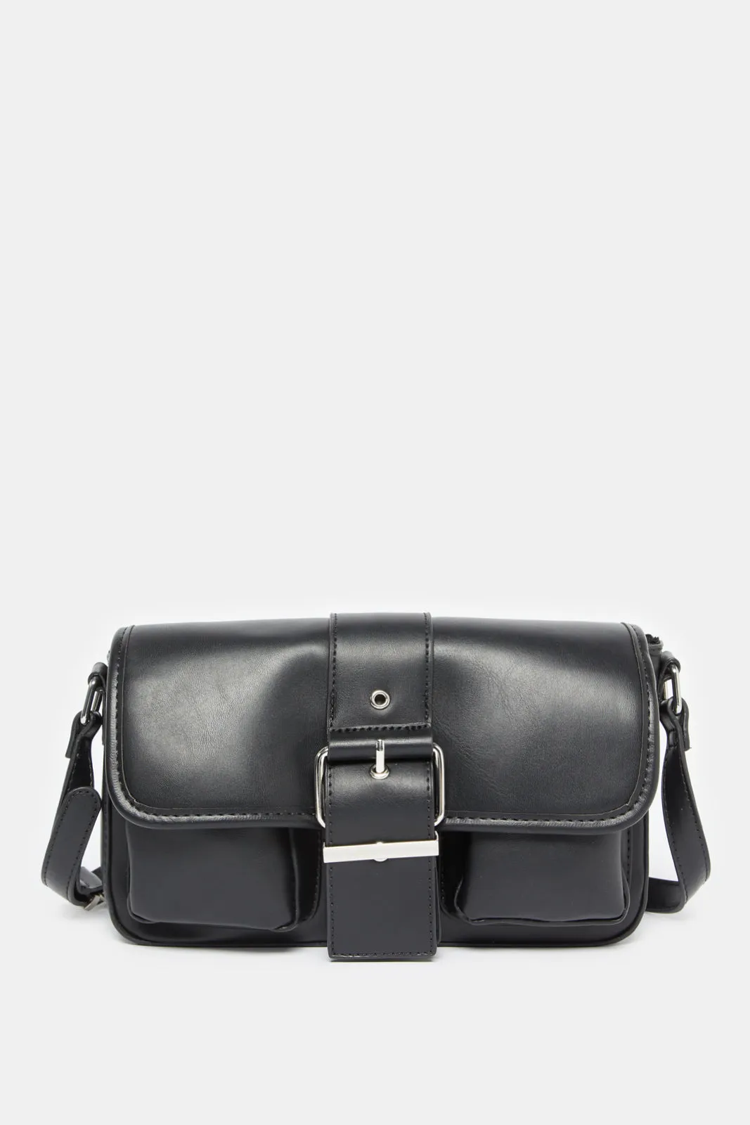 Women Black Flap Messenger Bag sold by Redtag