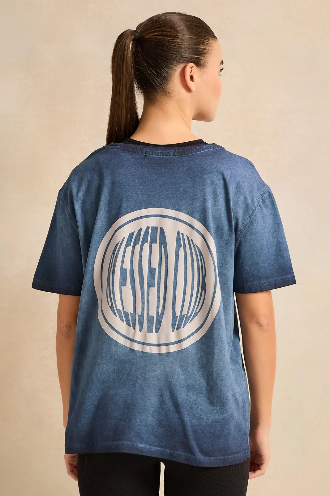 Women Blue Printed Active T-Shirt sold by Redtag product image thumbnail 3