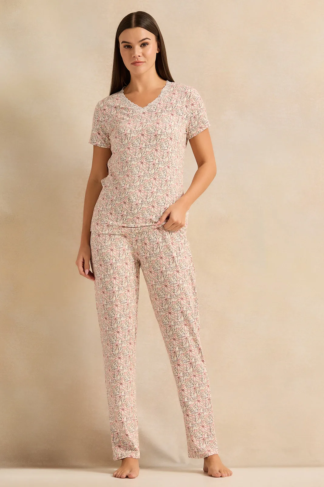 Women White Summer Floral Pyjama Set (2 Piece) sold by Redtag