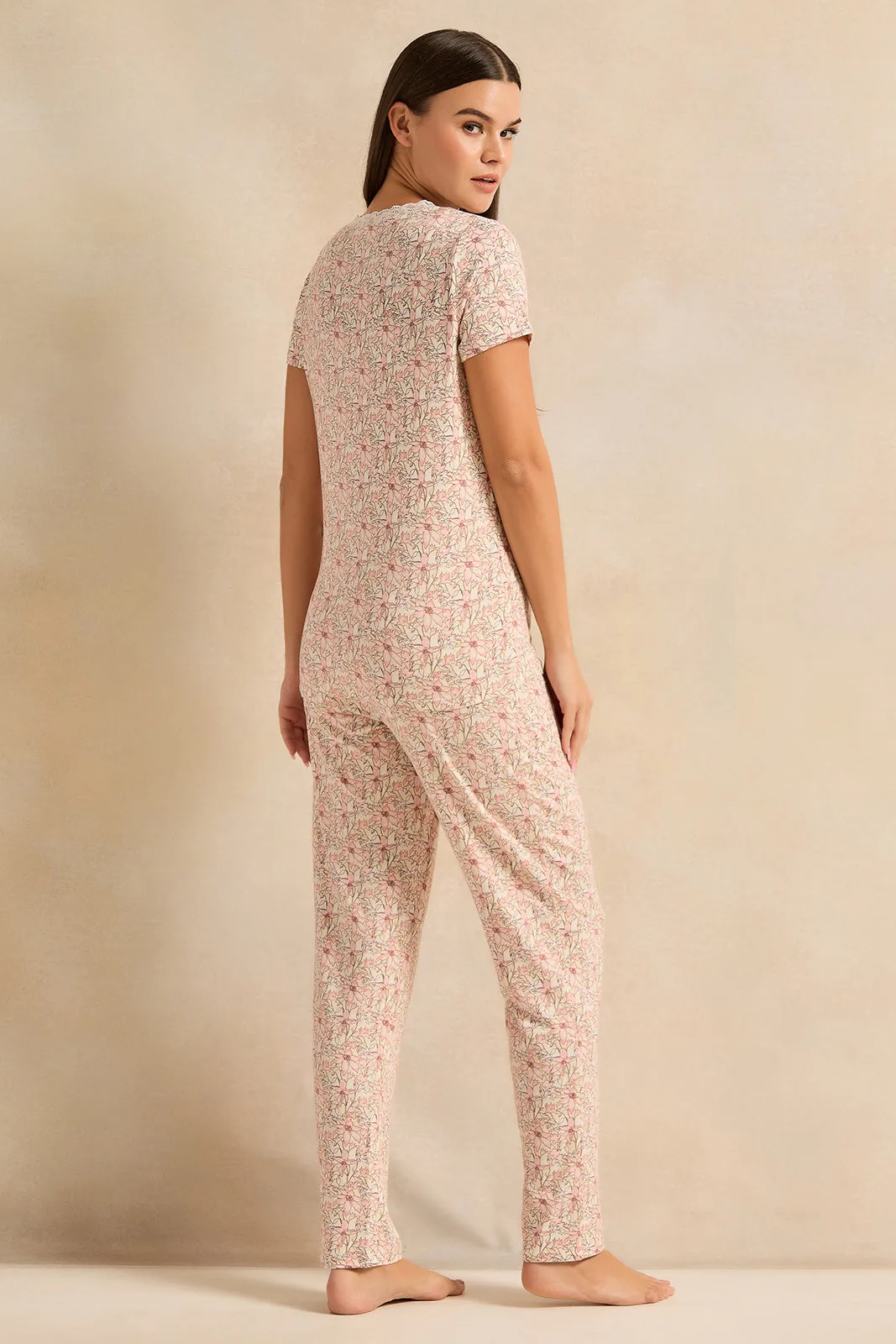 Women White Summer Floral Pyjama Set (2 Piece) sold by Redtag product image thumbnail 4