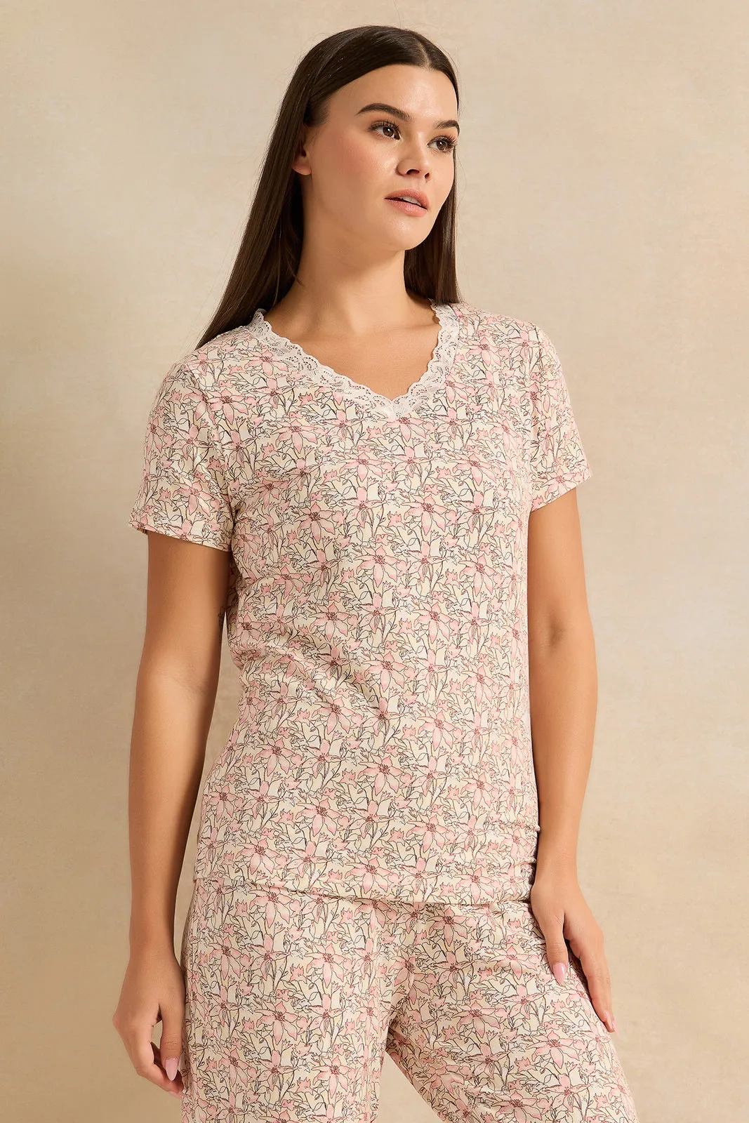 Women White Summer Floral Pyjama Set (2 Piece) sold by Redtag product image thumbnail 2