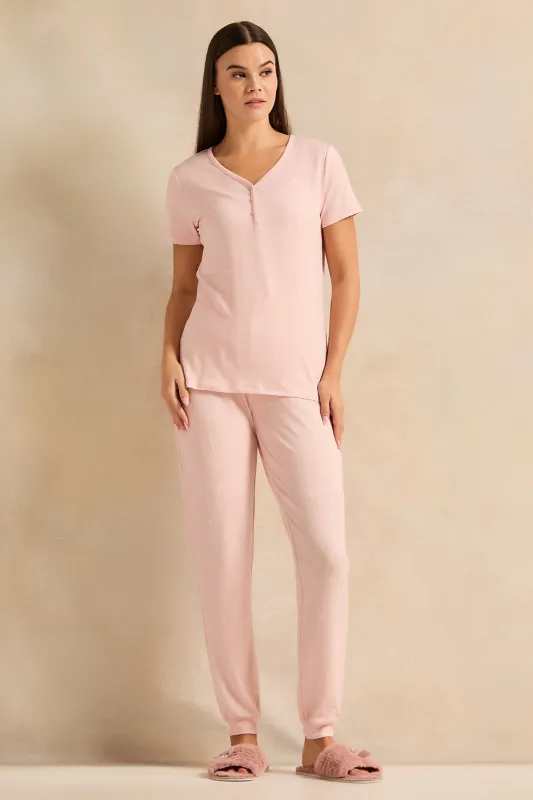 Women Pink Printed Pyjama Set (2 Piece) sold by Redtag