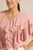 Women Pink Ruffle V Neck Jersey Top sold by Redtag